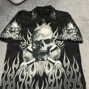 Mens skull flame shirt